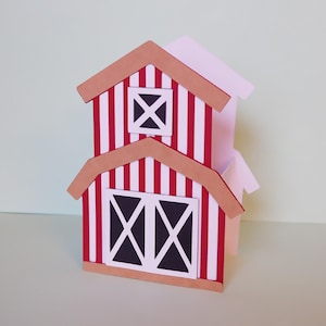 Plantilla de caja de granero 3D SVG, caja de regalo de granero, plantilla de caja de granero, plantilla de granero, caja de granero SVG, archivo de corte de caja SVG de Papercut 3D