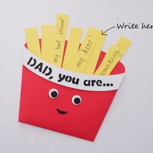 Carte de fête des pères, carte de frites, carte de fête des pères mignonne, carte faite à la main pour papa, carte drôle, carte de fête des pères SVG, fichier de coupe