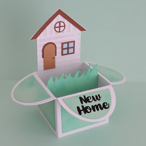 Frohes neues Zuhause 3D Box Karte SVG, Neues Zuhause 3D Karte, Neues Zuhause Pop Up Karte, Umzug Haus, Umzug Land, Erstes Zuhause Karte, Home Sweet Home Karte