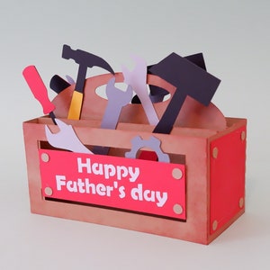Vaders dag kaart SVG, gereedschap, papa, vader, vaders dag 3D-kaart, pop-up kaart, pop-up verjaardagskaart SVG, pop-up gereedschapskist kaart, vaders tools