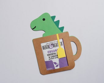 DINOSAURIE Tepåsehållare svg, Dinosaur SVG, Tea rex present, Dinosaurie present, rolig present, för Cricut, för Silhouette