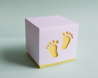 Baby shower Favor Box SVG, Small Baby feet design gift box, Baby Shower Gender Reveal New Baby 1st Birthday, Beautiful Favour Box