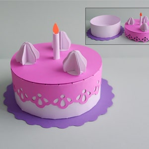 Birthday cake favor box SVG, Party Favor Box SVG, Birthday cake SVG, Paper birthday cake box template, Cake gift box, cutting file