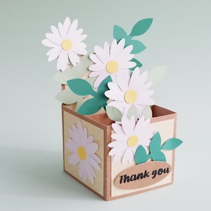 Dank u 3D-kaart, verjaardag pop-up 3D-kaart SVG, Daisy Bedankkaart, Daisy verjaardagskaart SVG, handgemaakte kaart, bloemenkaart, digitale download