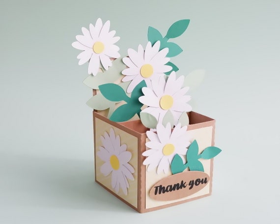 Thank you 3D card, Birthday Pop Up 3D Card SVG, Daisy thank you card, Daisy Birthday card SVG, Handmade card, Flowers card, digital download
