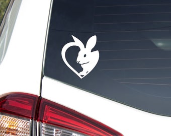 Rabbit Heart Car Decal for Car Windows -Rabbit Lover Gift for Women - Bunny Love - Rabbit Things - Bunny Stuff - Farmer Girl - Farm Sticker