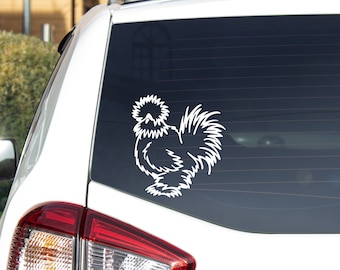 Silkie Chicken Car Decal - Permanent Vinyl Decal for Window - Chicken Lady Silkie Obsessed - Farmer Gift - Chicken Coop Accessories