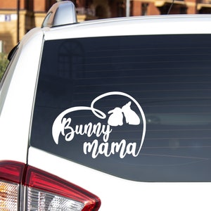 Bunny Mama Car Decal - Decalcomania coniglio in vinile - Decalcomania per auto coniglio per donne - Adesivo per auto in vinile - Regalo amante del coniglio - Mamma pelliccia - Proprietario di coniglio