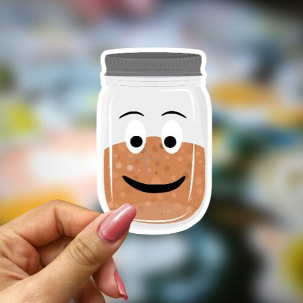 Sourdough Starter Sticker - Waterproof Sticker Decal - Fed Starter - Cartoon Sourdough discard in jar - Sourdough lady gift - baking - bread