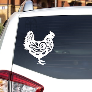 Chicken Vinyl Decal - Chicken Car Window Decal - Waterproof Sticker