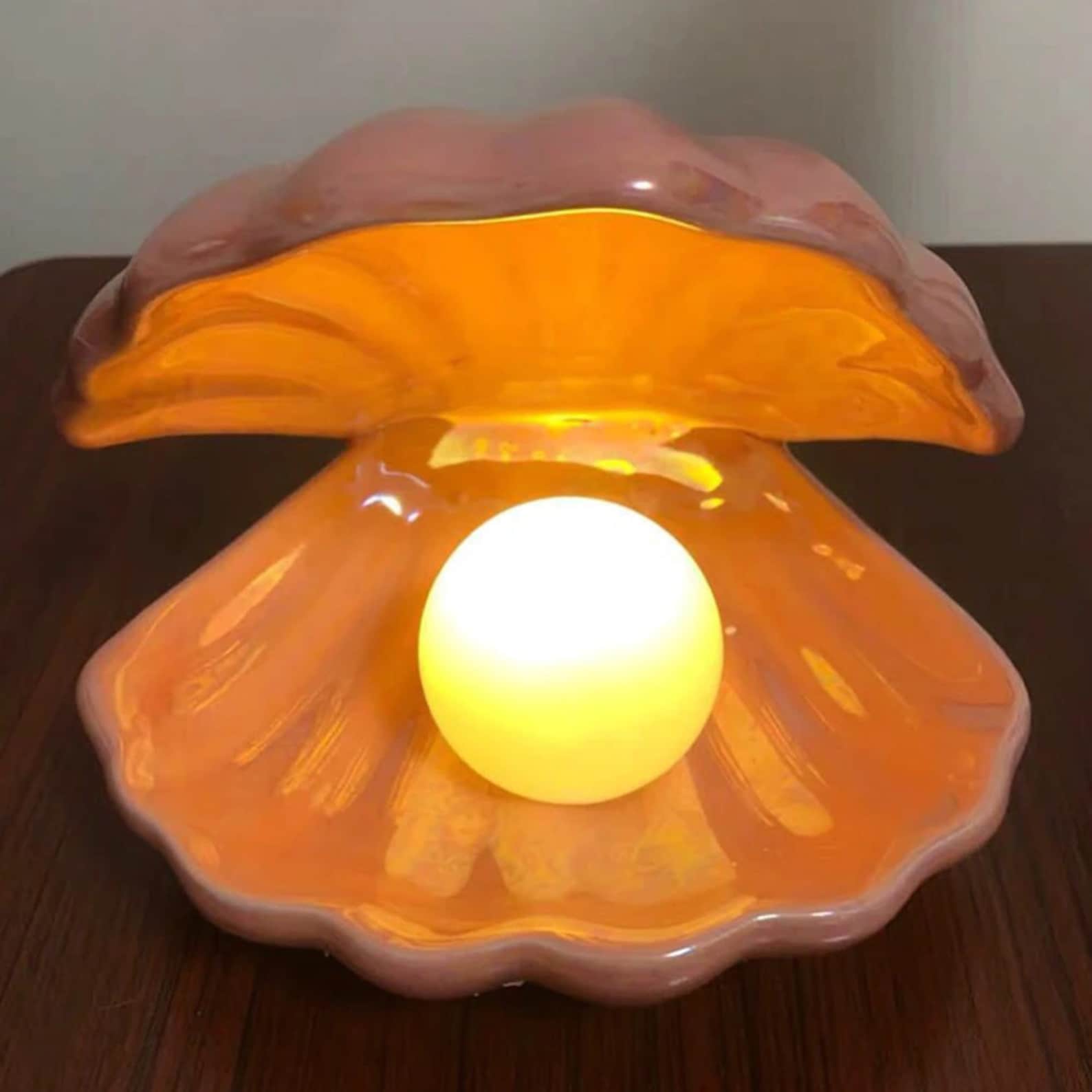 Glowing Pearl In Shell Lamp Night Light Etsy