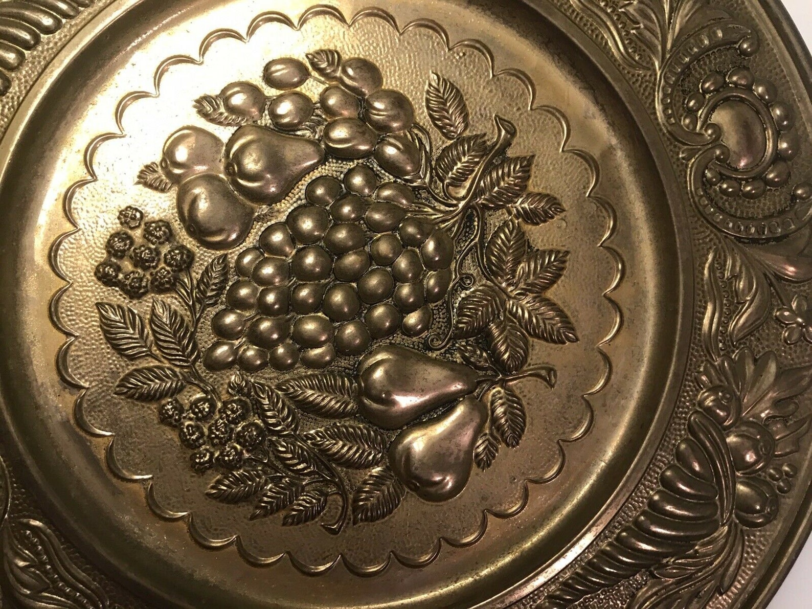1 Brass Fruit Wall Decor Large Hanging Plate Made in England Etsy