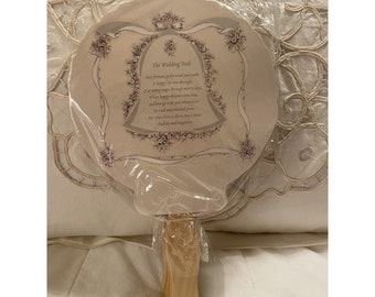 THE WEDDING TRAIL" Printed on Victorian  Paddle Fans Has Bride & Groom info on B