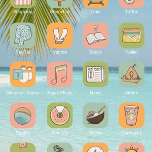 10,000+ BLACK iOS 18 App Icons Tropical Summer Aesthetic Widget iPhone iOS Icons Beach Icon Pack Tropical Theme Tropical App Icons