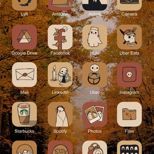 10,000+ iOS 18 BLACK App Icons Neutral Fall Icons iOS Icons Widget iPhone Hand Drawn Aesthetic Autumn Aesthetic Halloween App Icons Pack