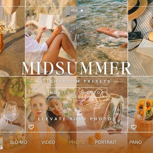 15 ajustes preestablecidos de Lightroom para móviles con temática veraniega cálida, ajustes preestablecidos de edición fotográfica para Instagram, ajustes preestablecidos estéticos para influencers.