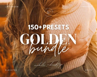 150+ Golden Lightroom Preset Bundle | Warm Tone, Golden Hour, Outdoor, Cream, Portrait, Wedding, Summer, Natural, Photographer Presets