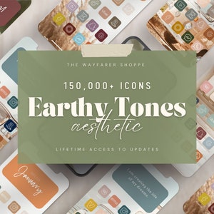 150K+ iOS 18 App Icons, Earthy Boho Aesthetic, Widget iPhone, iOS Icons, Green App Icons, Neutral Aesthetic, Minimal Summer App Icon Pack