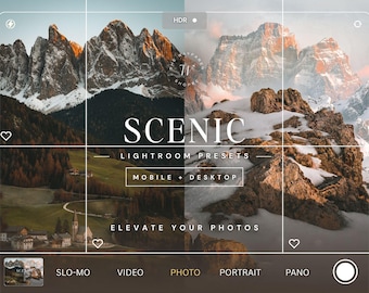 15 Earthy Outdoor Travel Mobile Lightroom Presets, Moody Mountain Presets For Photographers Cinematic Filter Rich Boho Presets for Instagram