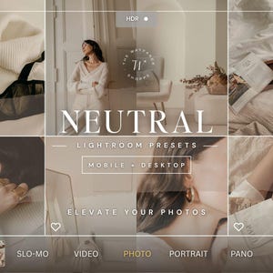 15 Neutral Lightroom Presets, Beige Instagram Filters for Bloggers, Aesthetic Presets, Photo Editing, Light Cream Lifestyle Presets