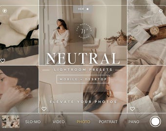 15 Neutral Lightroom Presets, Beige Instagram Filters for Bloggers, Aesthetic Presets, Photo Editing, Light Cream Lifestyle Presets