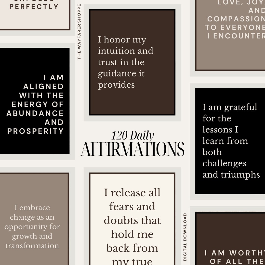 Printable Affirmation Cards Deck, Positive Self Love & Abundance Quotes ...