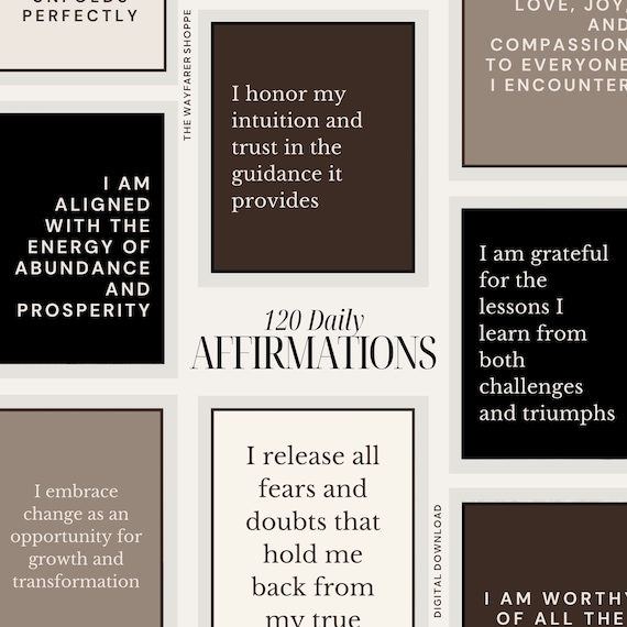 Printable Affirmation Cards Deck, Positive Self Love & Abundance Quotes, Motivational Mindfulness Cards, Law of Attraction, Digital Download