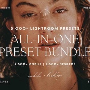 5000+ Lightroom Presets Bundle | Natural Presets, Luxury Aesthetic Presets, Warm Presets, Moody Boho Presets, Earthy Presets, Bright Presets