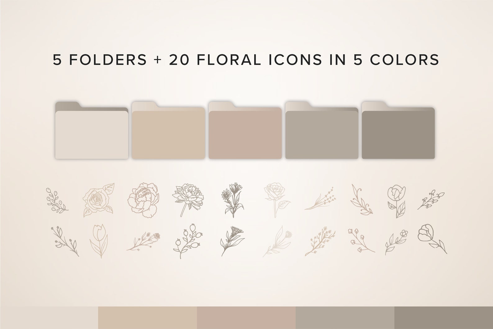 Neutral Desktop Folder Icon MacBook Folder Icons Boho Beige | Etsy