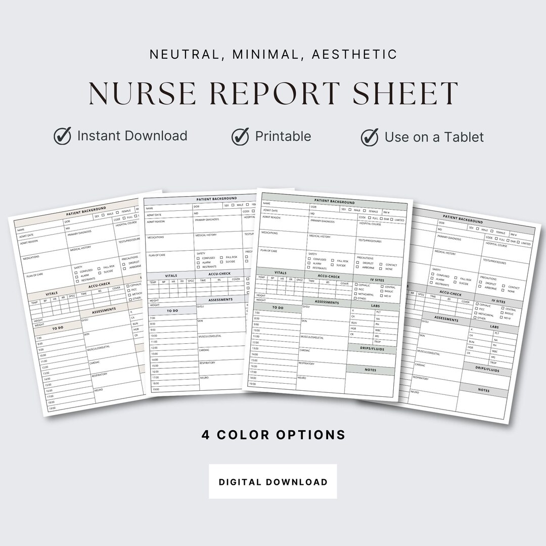 Printable Nursing Report Sheet Nurse Brain Sheet Single Patient Printable Nursing Report Sheet Nurse Brain Sheet Single Patient
