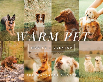 25 Warm Pet Mobile Lightroom Presets, Dog Instagram Filter, Pet Lover Preset, Dog Blogger Natural Outdoor Photo Presets for Photo Editing