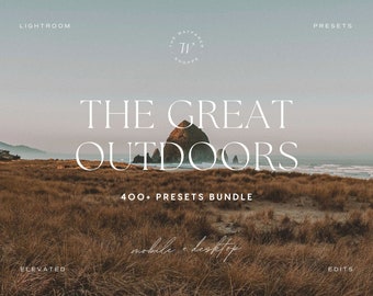 Über 400 Outdoor-Lightroom-Presets-Bundle, stimmungsvolle und satte Presets, Berg-Presets, Boho-Reise-Presets, Natur-Presets, rustikale erdige Presets