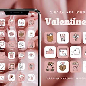 5,000+ iOS 18 App Icons, Valentine&#39;s Day Aesthetic App Icons, Pink App Icons, White App Icons, Aesthetic iPhone Home Screen, iPhone App Icon