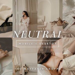 15 Neutral Mobile Lightroom Presets, Beige Instagram Filters for Bloggers, Aesthetic Presets, Photo Editing, Light Cream Lifestyle Presets