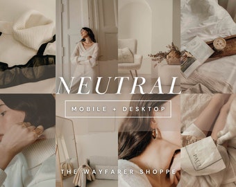 15 Neutral Mobile Lightroom Presets, Beige Instagram Filters for Bloggers, Aesthetic Presets, Photo Editing, Light Cream Lifestyle Presets