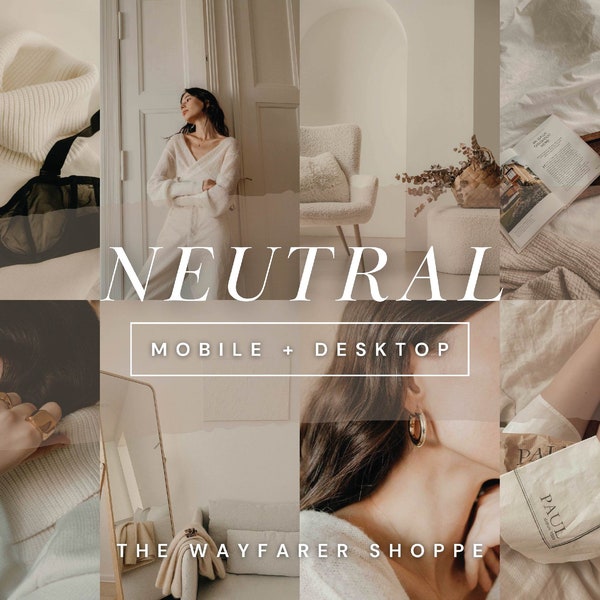 15 Neutral Mobile Lightroom Presets, Beige Instagram Filter für Blogger, Ästhetische Presets, Fotobearbeitung, Light Cream Lifestyle Presets