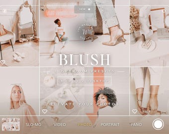15 Soft Blush Neutral Mobile Lightroom Presets, Instagram Filter for Bloggers, Pink Presets Photo Editing Light Bright Cream Desktop Presets