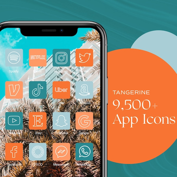 9500+ iOS 17 App Icons, Teal Orange Aesthetic, Tangerine Widget iPhone, iOS Icons, Summer App Icon Pack, Blue Icons, iPhone App Icon Pack