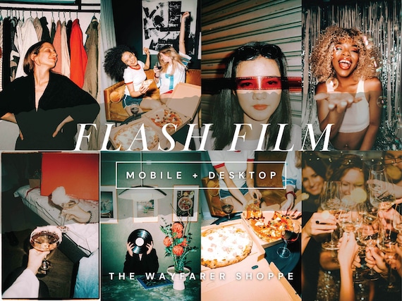 25 Flash Film Mobile Lightroom Presets, Retro Vintage Presets for Instagram, Instant Camera Presets for Bloggers, Disposable Camera Preset