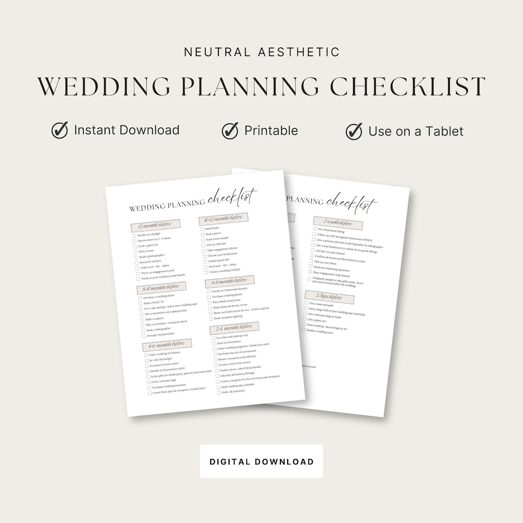Wedding Planning Checklist Printable Wedding Checklist Event Planning