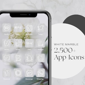 2500+ iOS 18 App Icons, Marble Aesthetic, Widget iPhone, White iOS Icons, Minimal White Icon Pack, Gray App Icons, iPhone App Icon Pack