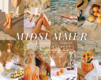 15 Warm Summer Mobile Lightroom Presets, Golden Photographer Photo Editing Desktop Presets for Instagram, Aesthetic Presets for Influencers