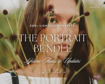 200+ Portrait Lightroom Preset Bundle | Warm Photo Filters for Photographers, Natural Aesthetic Presets, Golden Hour Presets, Creamy Presets
