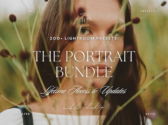 200+ Portrait Lightroom Preset Bundle | Warm Photo Filters for Photographers, Natural Aesthetic Presets, Golden Hour Presets, Creamy Presets