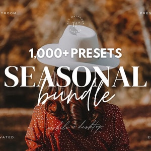 1,000+ Seasonal Lightroom Preset Bundle | Aesthetic Presets, Fall Presets, Warm Presets, Earthy Boho Presets, Rustic Presets, Natural Preset
