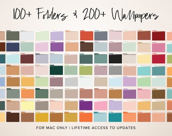 100+ Desktop Folder Icons and 200+ Wallpapers, MacBook Icons Minimal Desktop Aesthetic Icon, Mac Folder, Desktop Wallpaper Organizers