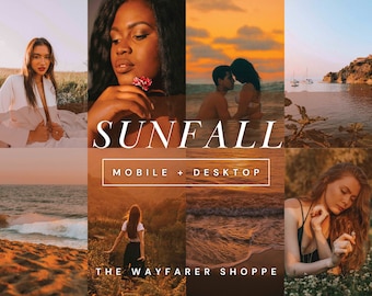 15 preset Lightroom per il tramonto, perfetti per la fotografia dell'ora d'oro / Preset tramonto per Instagram, editing di viaggi all'aperto, filtri fotografici caldi e rustici