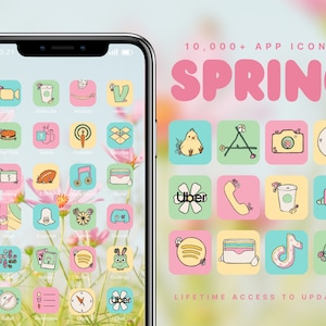 10.000+ iOS 18 BLACK Spring App Icons Ästhetisch, Widget iPhone, iOS Icon, Pastell App Icons, iPad App Icons, Ostern App Icon Pack iPhone Icon