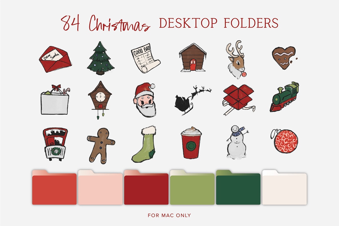 84 Christmas Desktop Folder Icons, MacBook Folder Icons, Mac Desktop