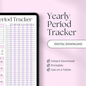 Yearly Period Tracker, Period Tracker Printable, Digital Period Tracker, Period Planner, Symptom Tracker, Mood Tracker, Menstrual Tracker